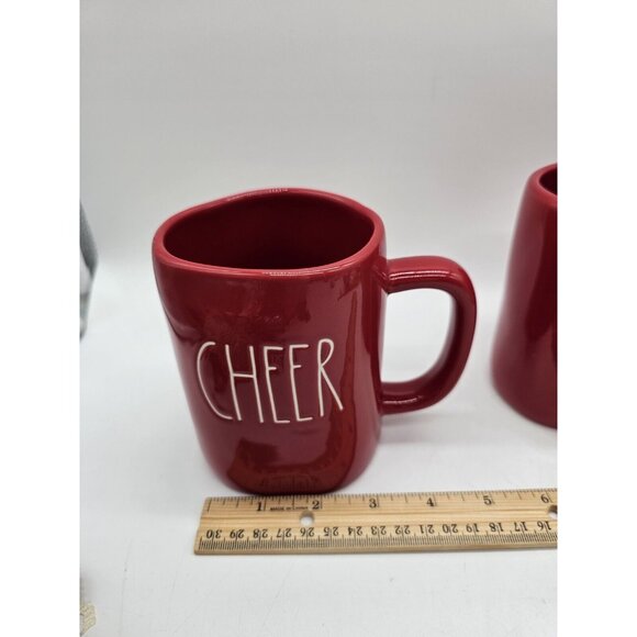Rae Dunn Artisan Collection Magenta Christmas Coffee Cups Mug Pair  Cheer, Ho,Ho - Picture 9 of 10